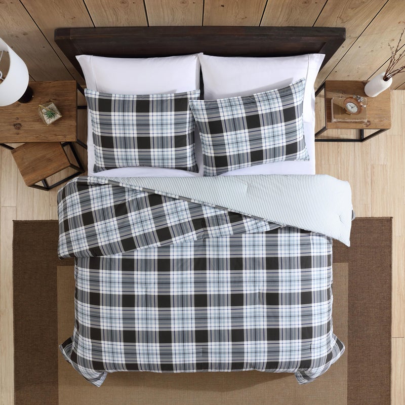 Eddie Bauer - King Duvet Cover Set, Cotton Reversible Bedding with Matching Shams, Styligh Luxurious Bedding Set (Lewis Navy, King) - Image 2
